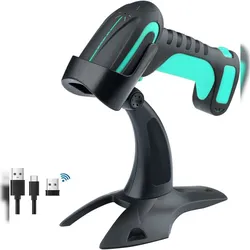 Tera Pro Barcodescanner QR 2D 1D Bluetooth 2,4G Kabelgebunden USB-C 1D 2500mAh Ständer 8100 Blau  1 Stück