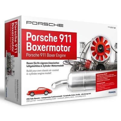 FRANZIS 67224 - Porsche 911 Boxermotor. 200-Teile-Bausatz, transparentes Funktionsmodell, bewegliche Kurbelwelle, Kolben und Ventile, inkl. reich