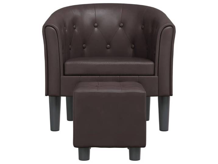 Chaise cabriolet avec repose-pied - - Similicuir - Marron - 70x56x68 cm - Repose-pied 31x31x32 cm