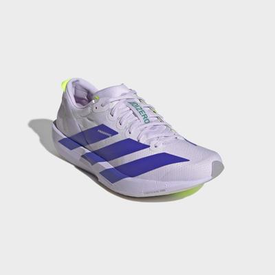 Laufschuh ADIDAS PERFORMANCE "ADIZERO ADIOS 9", Damen, Gr. 39, lila tint, solar lila, signal grün, Synthetik, Textil, Schuhe Laufschuh, für mehr Stabilität bei schnellen Läufen