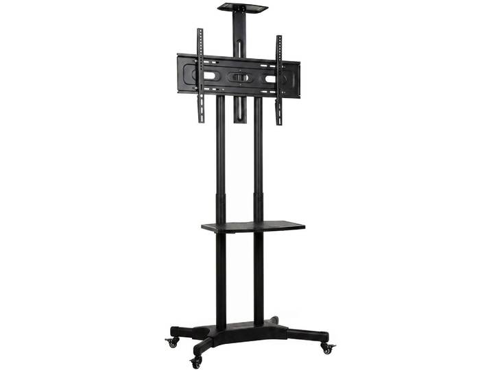 Homcom Mobiler-Tv-Ständer Metall Schwarz, 64.8x189x85.3 cm, Wohnzimmer, TV Möbel, Lowboards, Lowboards stehend