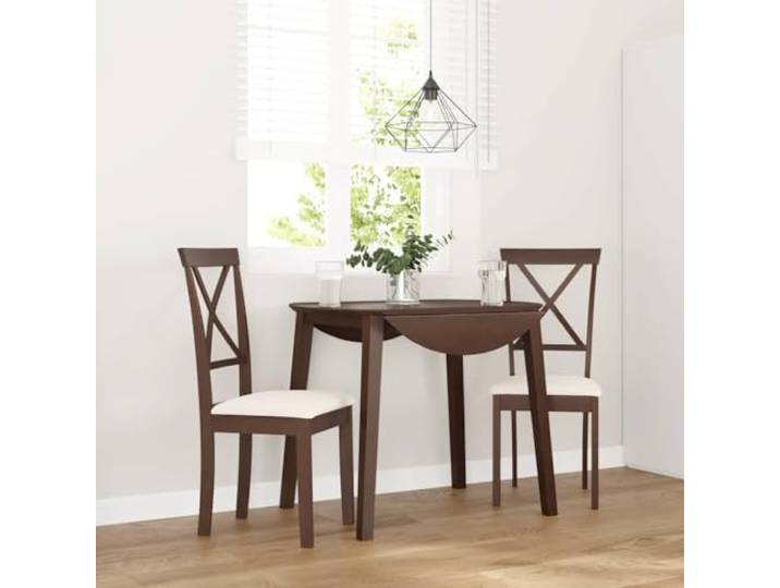 HMDNGOUT Esszimmerstühle mit Kissen 2 STK. Braun Massivholz Gummibaum Gummibaum-Massivholz, ergonomische Rückenlehne, inklusive Kissen, für Esszimmer und Wohnzimmer