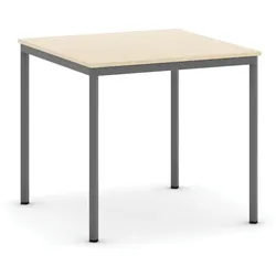 Esstisch BASIC, 80x80 cm, dunkelgraues Metallgestell, Birke
