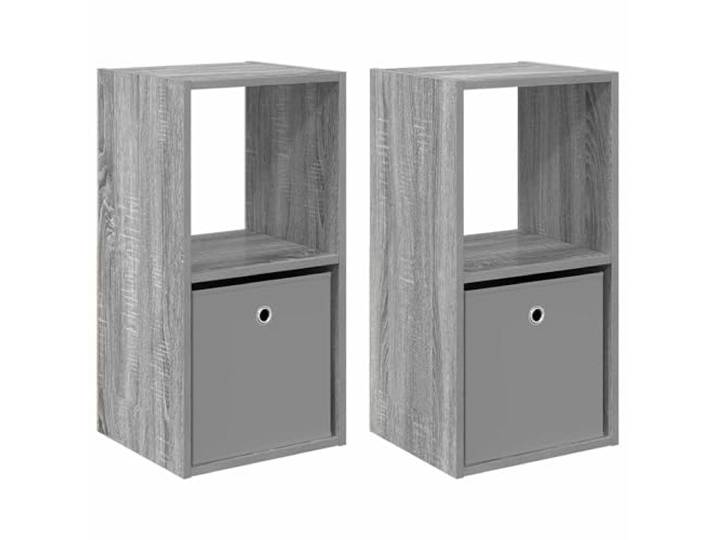 HGFDVCMR Nachttisch 2er Set Graues Sonoma 35x32x68.5cm Holzwerkstoff Kompakte Nachtkommode für Schlafzimmer und Wohnbereich mit Schublade, offenem Fach und unauffälligen Griffelementen.