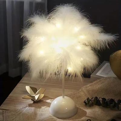 Inspired Living FeatherGlow Portable LED Table Lamp Battery Powered Ambient Night Light white