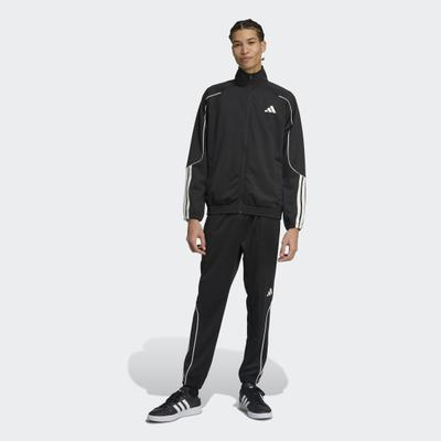 Trainingsanzug ADIDAS SPORTSWEAR "M 3S STADIUM TS", Herren, Gr. L, schwarz-weiß (schwarz, oweiß), Obermaterial: 100% Polyester, Sportanzüge Trainingsanzug, zweiteiliger Trainingsanzug, Set aus Jacke und Hose, sportlicher Stil