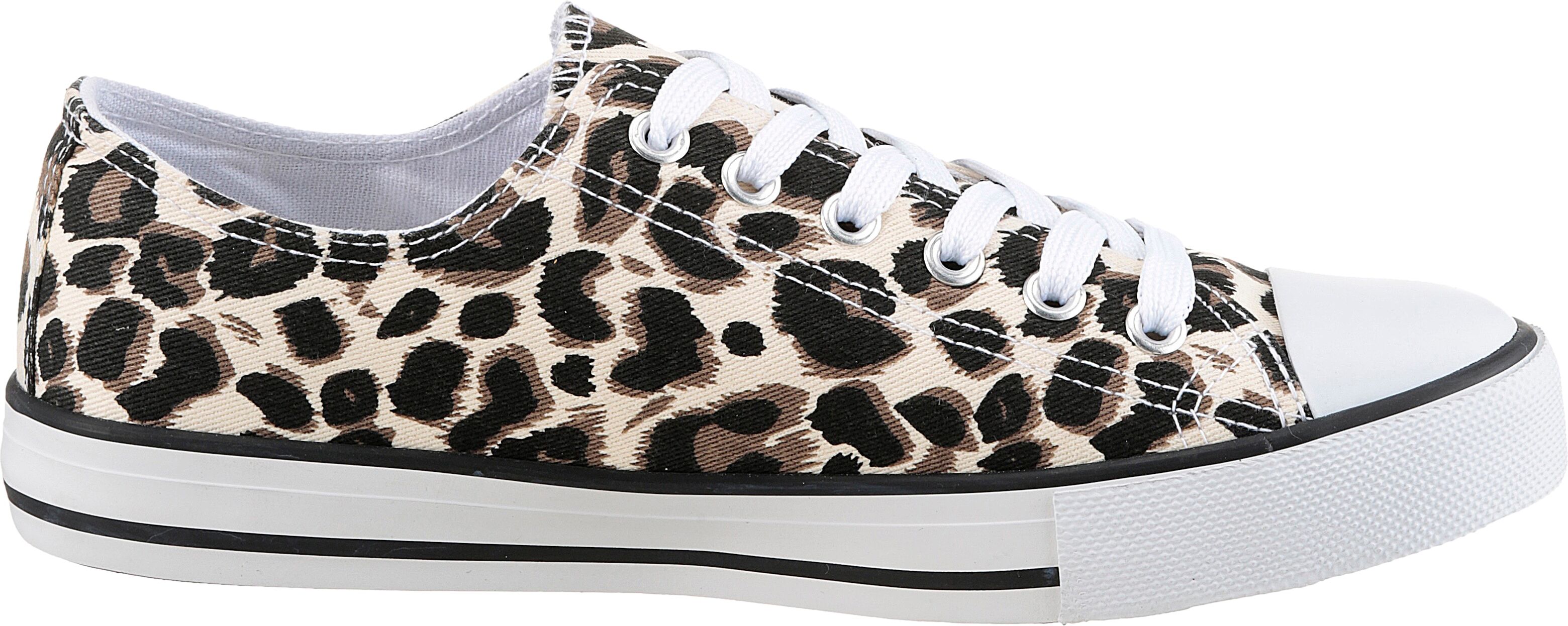 Sneaker ANISTON SHOES, Damen, Gr. 37 (4,5), Textil, braun (leo), Schuhe Sneaker, Freizeitschuh, Sneaker mit klassischen umlaufenden schwarzen Streifen leo 37 (4,5), Textil