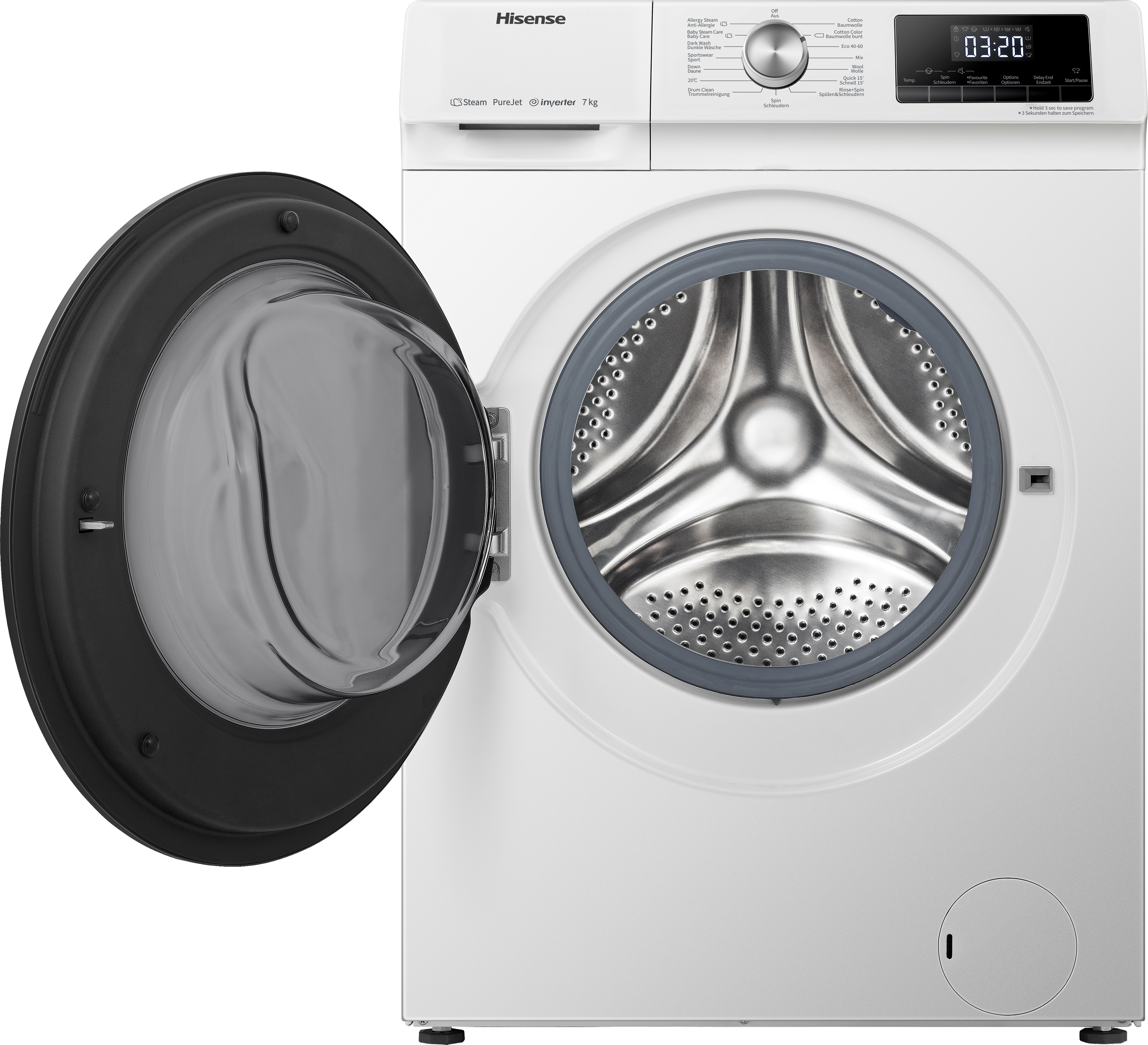 Hisense WFQA7014EVJM Waschmaschinen - Weiß - Frontlader 7kg 1400 U/Min Dampffunktion