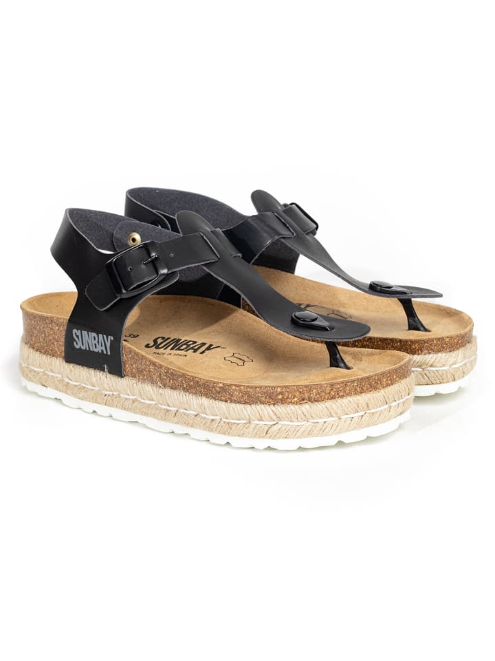 Sunbay Leder-Zehentrenner "Yarrow" in Schwarz - 37
