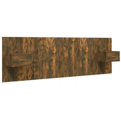 vidaXL Bettkopfteil mit Nachttischen Räuchereiche Holzwerkstoff