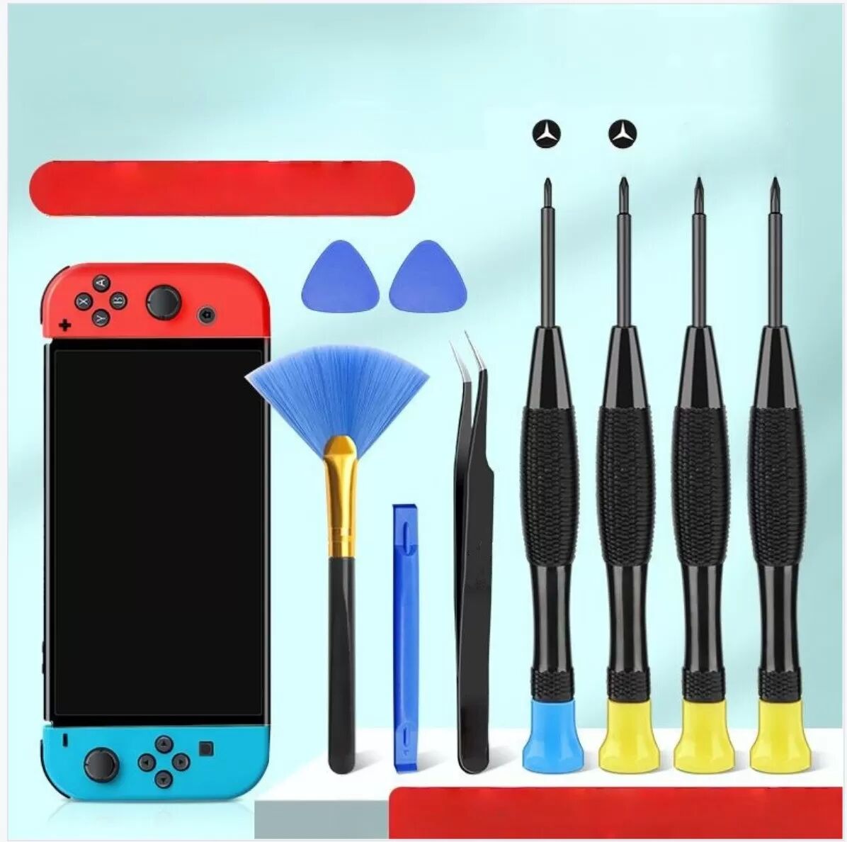 INF 7-teiliges Demontage-Reparaturwerkzeug-Set kompatibel mit Nintendo Switch & 3DS Serie