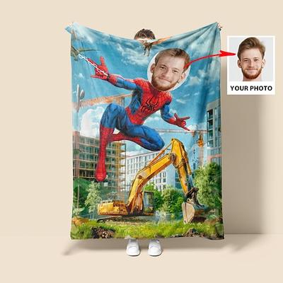 Superhelden-Decke personalisierte Spinnen-Decke mit Bild maßgeschneiderte Wurfdecke für Jungen Valentinstag Geburtstagsgeschenk für Superhelden-Liebhaber