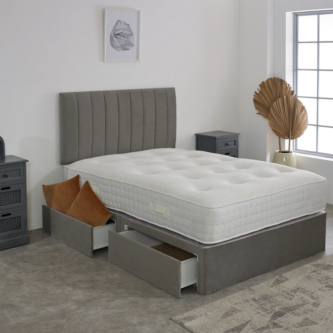 17 Stories Upholstered Bed with Mattress Grey Kingsize (5')