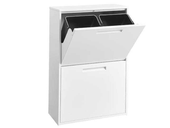 SONGMICS Mülleimer Küche 4 x 17 L Mülltrennsystem Abfallbehälter Küche, Stahl, Weiß, Berend Kollektion LTB772WZ01