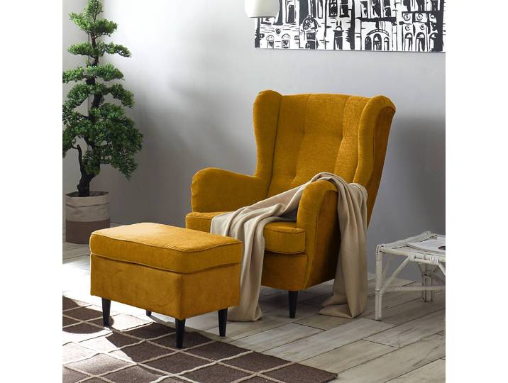 Fauteuil Jaune/Jaune moutarde Microfibre Salvo Sans repose-pieds 78 x 102 x 98cm