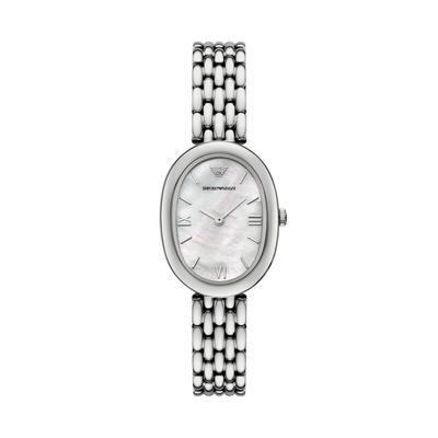 Quarzuhr EMPORIO ARMANI, weiß (edelstahlfarben, weiß, weiß), Armbanduhren, Damen, edelstahlfarben, Quarzuhr, Armbanduhr, Damenuhr, Edelstahlarmband, analog