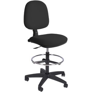 Topsit Arbeitsstuhl Industry, IND191, schwarz, mit Rollen und Fußring, Stoffbezug, bis 120 kg