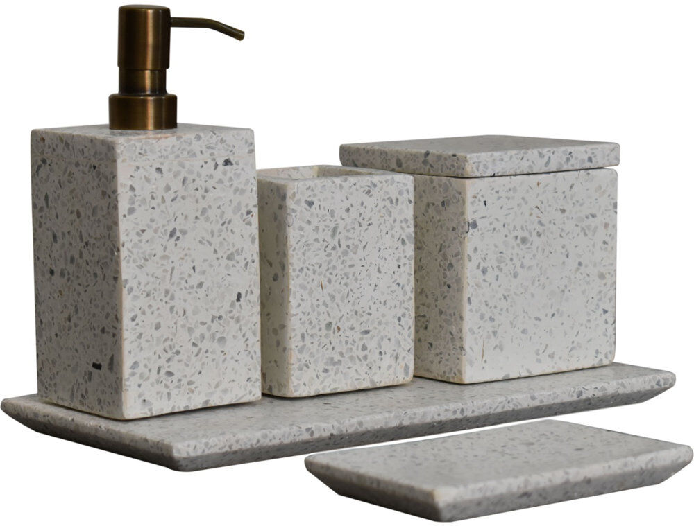 Ivy Bronx Ahnalia Marble Bathroom Accessory Set Bathroom Tray Tumbler 15cm D