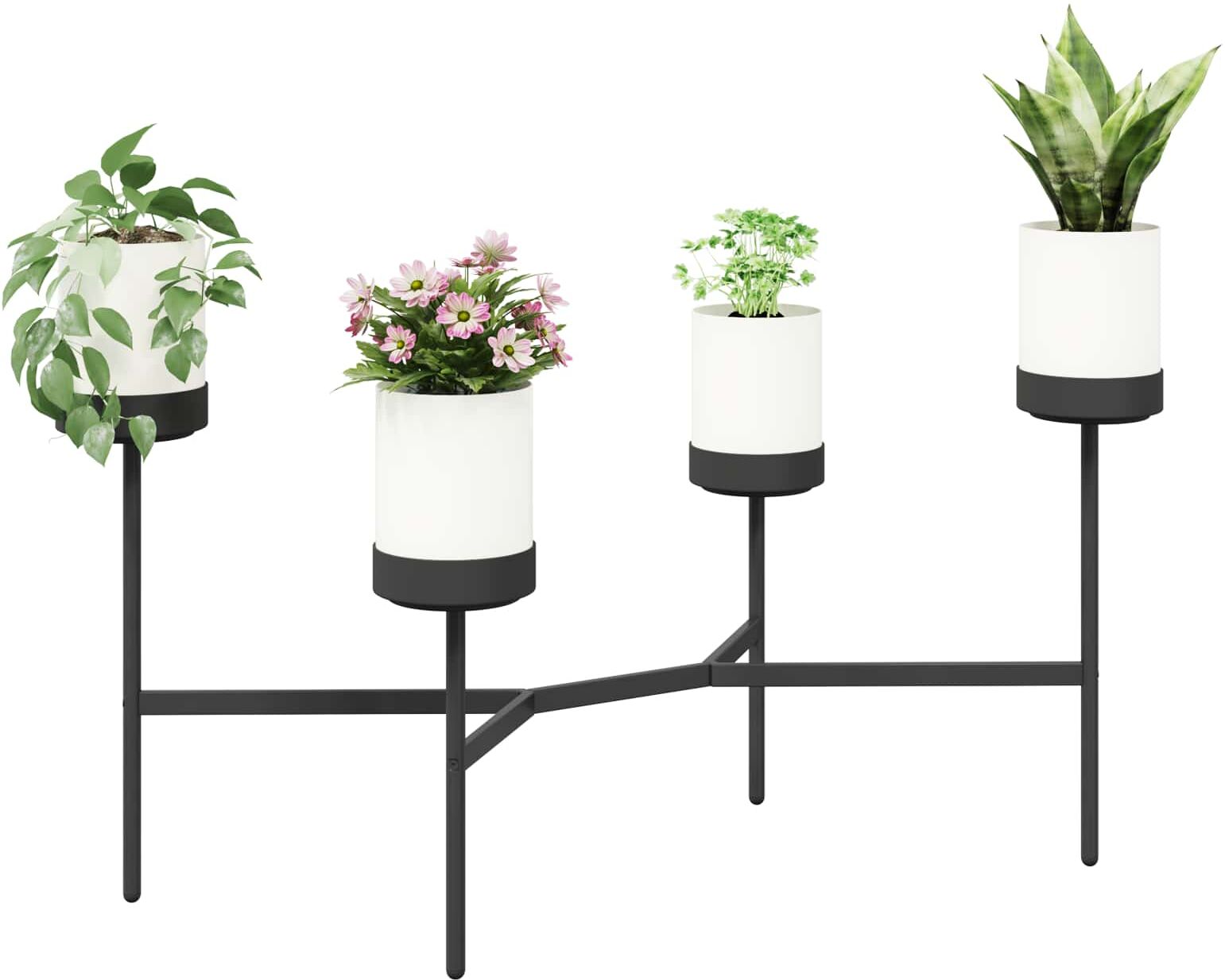 vidaXL Stand à fleurs Blanc 125 x 55 x 81 cm PP et Acier