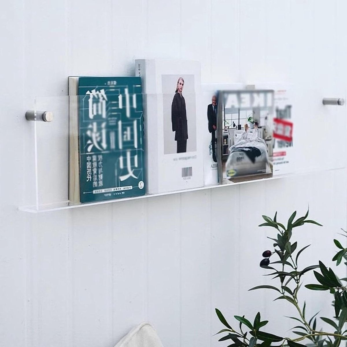 Transparante Acryl Tijdschriftenhouder en Boekenplank voor Wandmontage - 80 cm Lengte