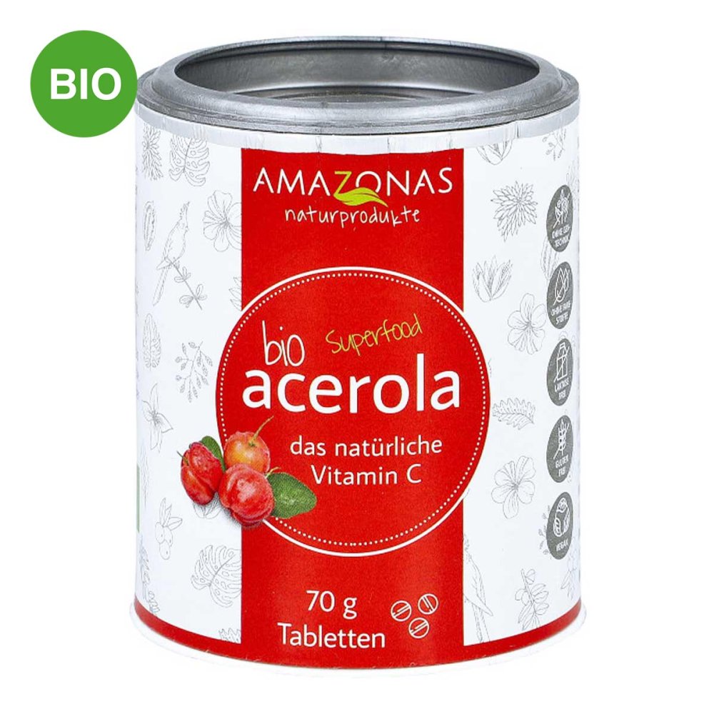 AMAZONAS Naturprodukte Handels GmbH Acerola 100% Bio natürliches Vitamine c Lutschtabletten 13365565