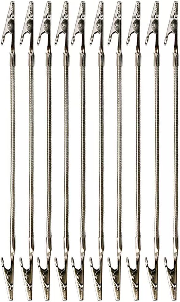 INF Flexibles Krokodilklemmen-Set mit Doppelkopf – Notizhalter aus Edelstahl (10 Stk.) 230 mm