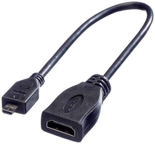 Roline HDMI Anschlusskabel HDMI-A Buchse, HDMI-Micro-D Stecker 0.15 m Schwarz 11.04.5584 Geschirmt HDMI-Kabel