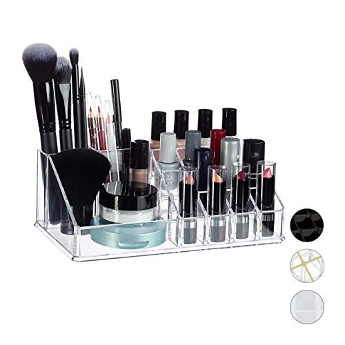 Relaxdays Cosmetica-organizer van acryl, transparant, B/D/H: 22,0 x 12,5 x 8,0 cm