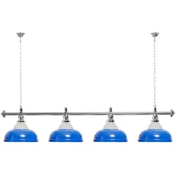 Billard Lampe 4 Schirme blau mit Glas / silberfarbene Halterung