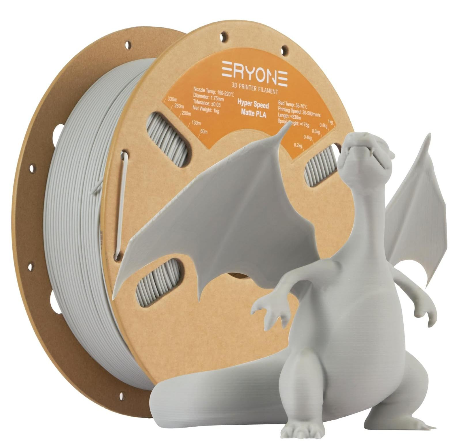 Solidchoice High Speed Matte PLA Filament voor 3D Printen, 1.75mm, Lichtgrijs