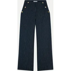 Nadelstreifenhose mit Knopfdetails Blau 36