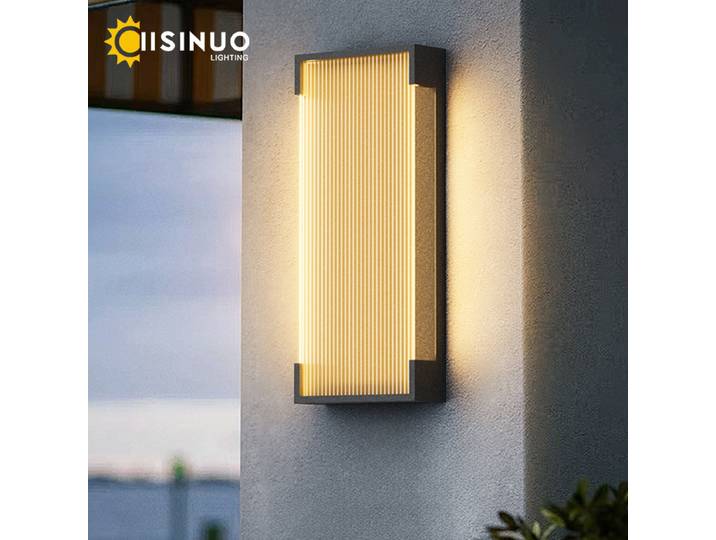 IISINUO applique murale solaire en acier inoxydable étanche éclairage de jardin extérieur marche/arrêt automatique noir pour balcon Patio Villa porte décor