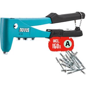 Novus-Tools Blindnietzange N-10, 032-0053, Set, für 2,4 bis 4,8 mm Blindnieten-Ø, mit 160 Nieten