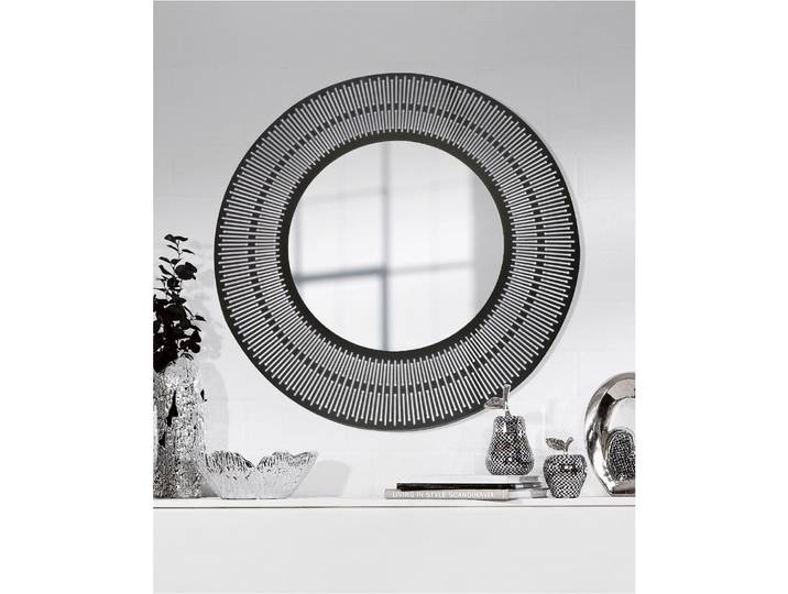 Wandspiegel CASABLANCA BY GILDE Spiegel rund Como schwarz H. 76 cm , schwarz, B:76cm H:76cm T:2cm Ø:76cm, Metall, Spiegelglas, Spiegel, Wandspiegel