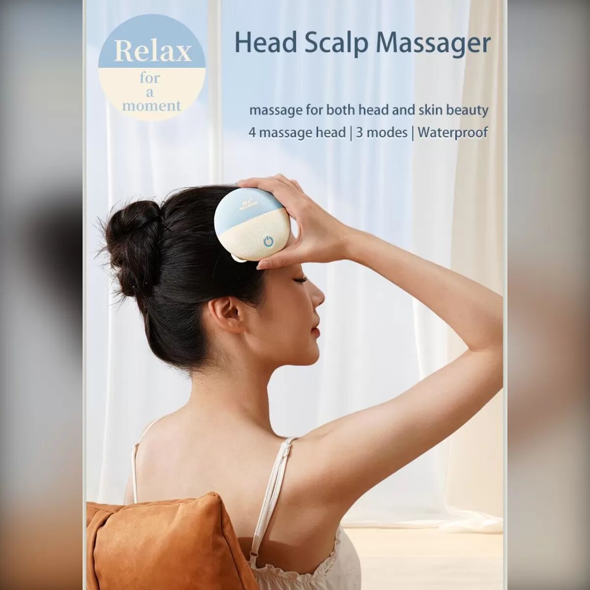 INF Kopfhautmassagegerät mit Rotlicht und beheiztem Zinklegierungskopf, 100 Massagepunkte für Tiefenmassage, wasserdicht