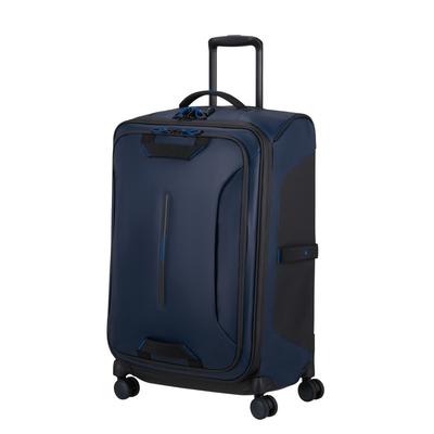 Weichgepäck-Trolley SAMSONITE "SPINNER DUFFLE", Gr. B/H/T: 45cm x 68cm x 29cm 80 l, blau, Nylon, Recycle-Polyester, Koffer, Wasserabweisende Beschichtung, reflektierende Details für Sichtbarkeit