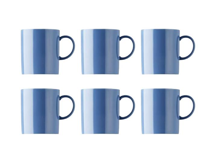 Tasse THOMAS PORZELLAN Sunny Day 300 ml, 6 Stück , blau (himmelblau), H:8,8cm Ø:7,7cm, Porzellan, Trinkgefässe, Tasse, Tassen-Set mit Henkel