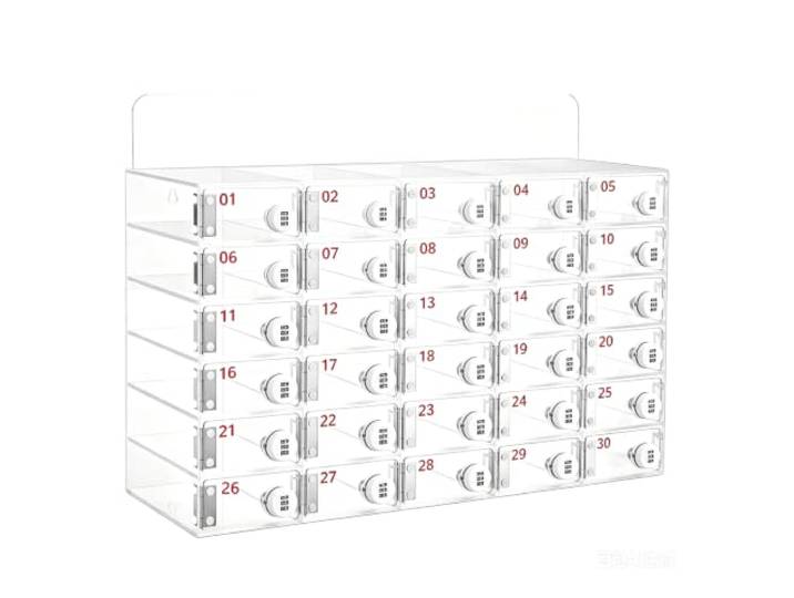 Dtyubfg Handy-Schließfach, Acryl Handy Aufbewahrungsspind - Transparent,mit Türschlössern und Schlüsseln, Wandmontierter Schrank, Taschenbüro, Klassenzimmer, Fitnessstudio, Box