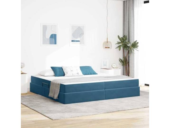 YUOTYRKTEJRSG Samtbezug Stauraumbett mit Matratze Blau 200 x 200 cm Stauraumbett mit Matratze Dunkelblau 200x200 cm Samt Bettkasten mit Hydraulik Lattenrost Doppelbett Platzsparend
