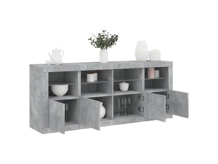 (Gris) Buffet bahut - Buffet Enfilade avec lumières LED gris béton 163x37x67 cm 431341