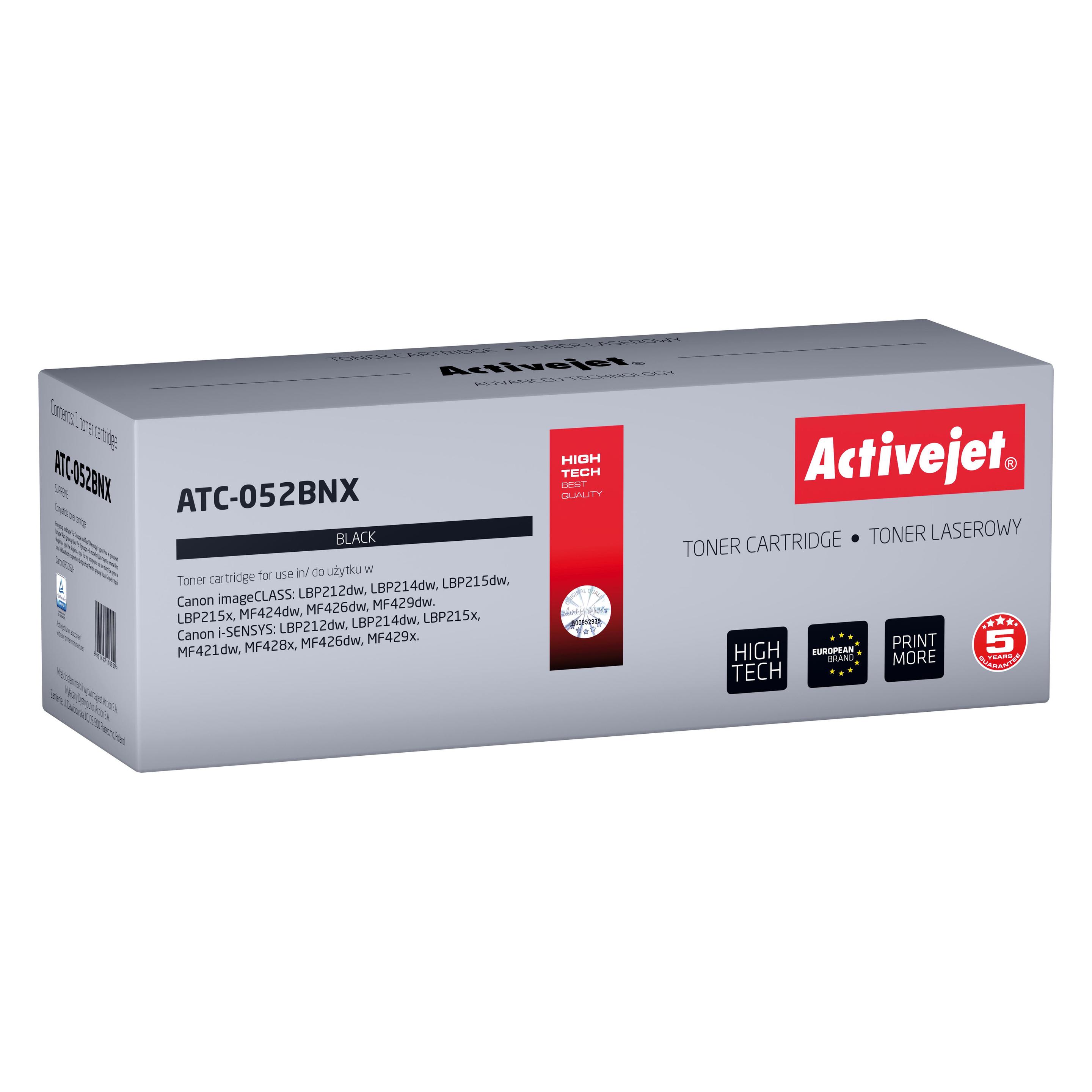 Activejet ATC-052BNX Tonerkartusche (Ersatz für Canon 052BK XL Höchste 9200 seiten ) (ATC-052BNX)