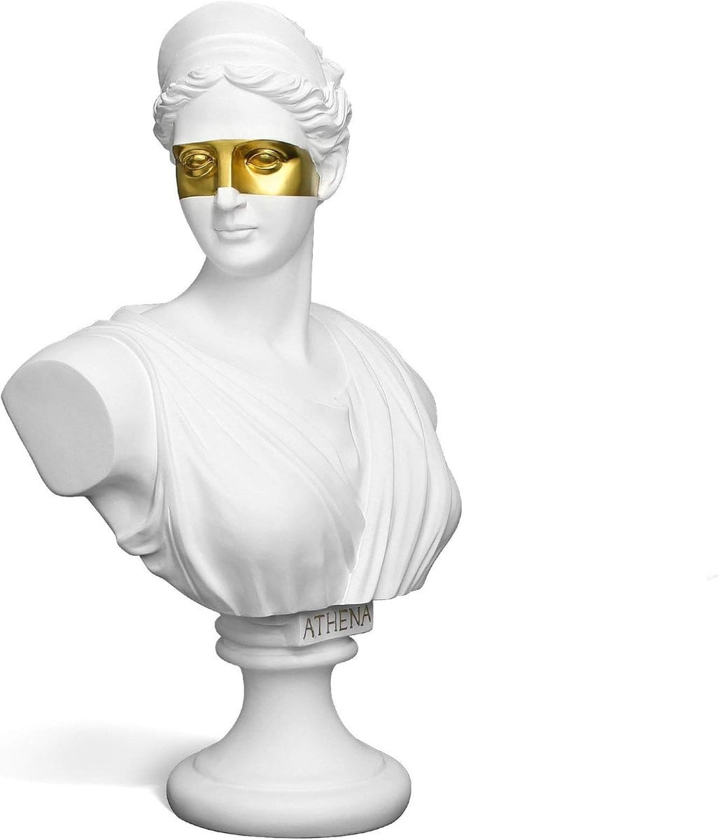 Klassiek Grieks Buste Standbeeld Anna Mask Wit - Hoogte: 35,6 cm