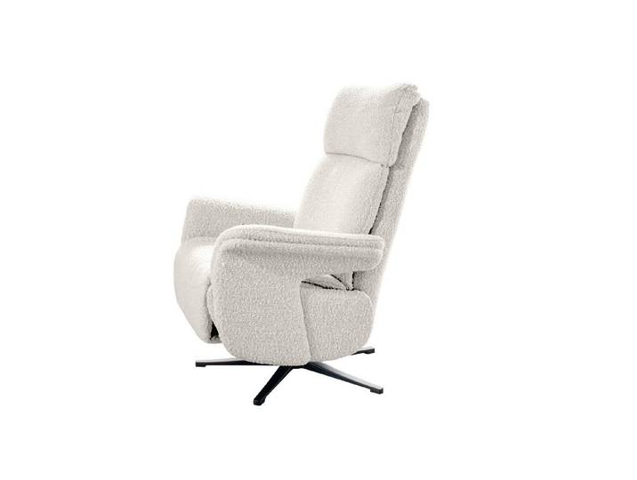 KAWOLA Relaxsessel NAMA Komfort Drehsessel – Bouclé Stoff hellgrau - Bequem, 360° drehbar, Relaxfunktion, verstellbare Kopfstütze