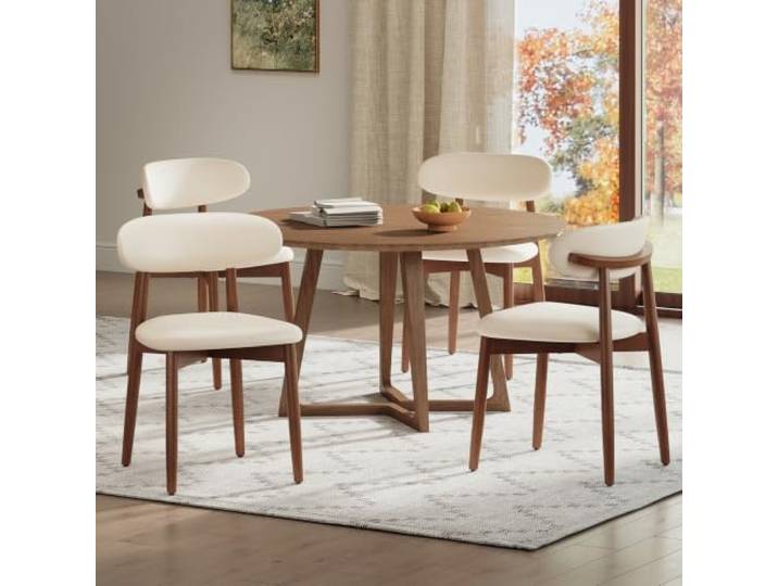 COLAMY Esszimmerstuhle 4er Set, Stühle Esszimmer, Küchenstühle Hochdichter Schaumstoff, Atmungsaktives PU-Leder, Gepolsterte Sitzfläche, Sitzstuhl für Küche Wohnzimmer Haushalt & Café, Weiß