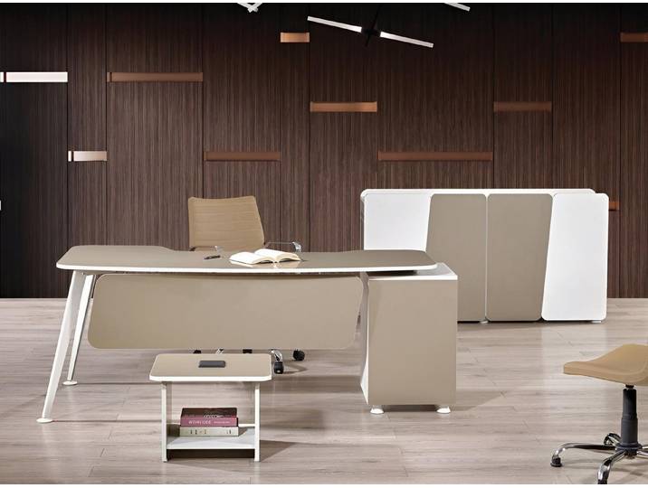 Xlmoebel Büromöbel-Set Beiges Holz-Büromöbel-Set mit geräumigem Schreibtisch, (3-tlg., Büro Set 3tlg (Schreibtisch + Couchtisch + Schrank), Hergestellt in Europa