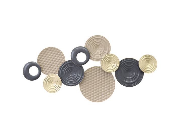 ComfortXL Wanddeko De-14341 mehrschichtiges Disc-Design Khaki/Schwarz, Mokka, Metall, 5.5x50x100 cm, Bilder & Rahmen, Wanddeko