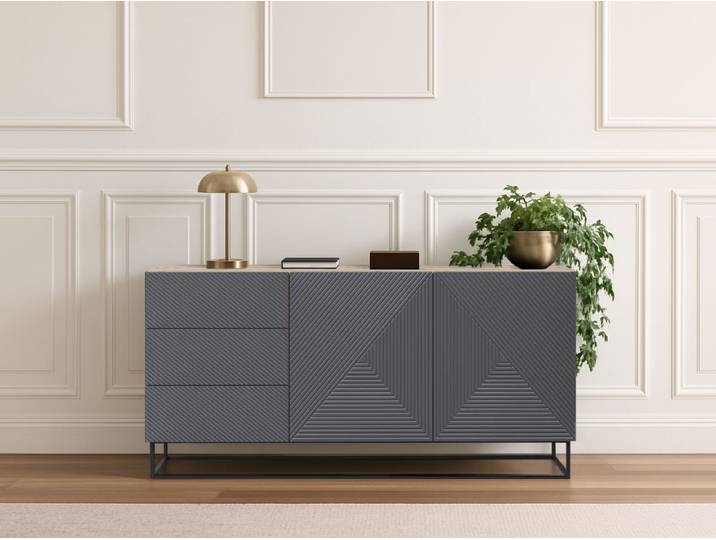 Buffet 2 portes 167 cm ALICE pieds en métal