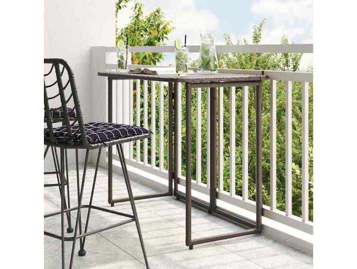 NEW 2026  Table de balcon - 1 pc - look élégant - pliante marron 90x51x75 cm polyrotin L1361