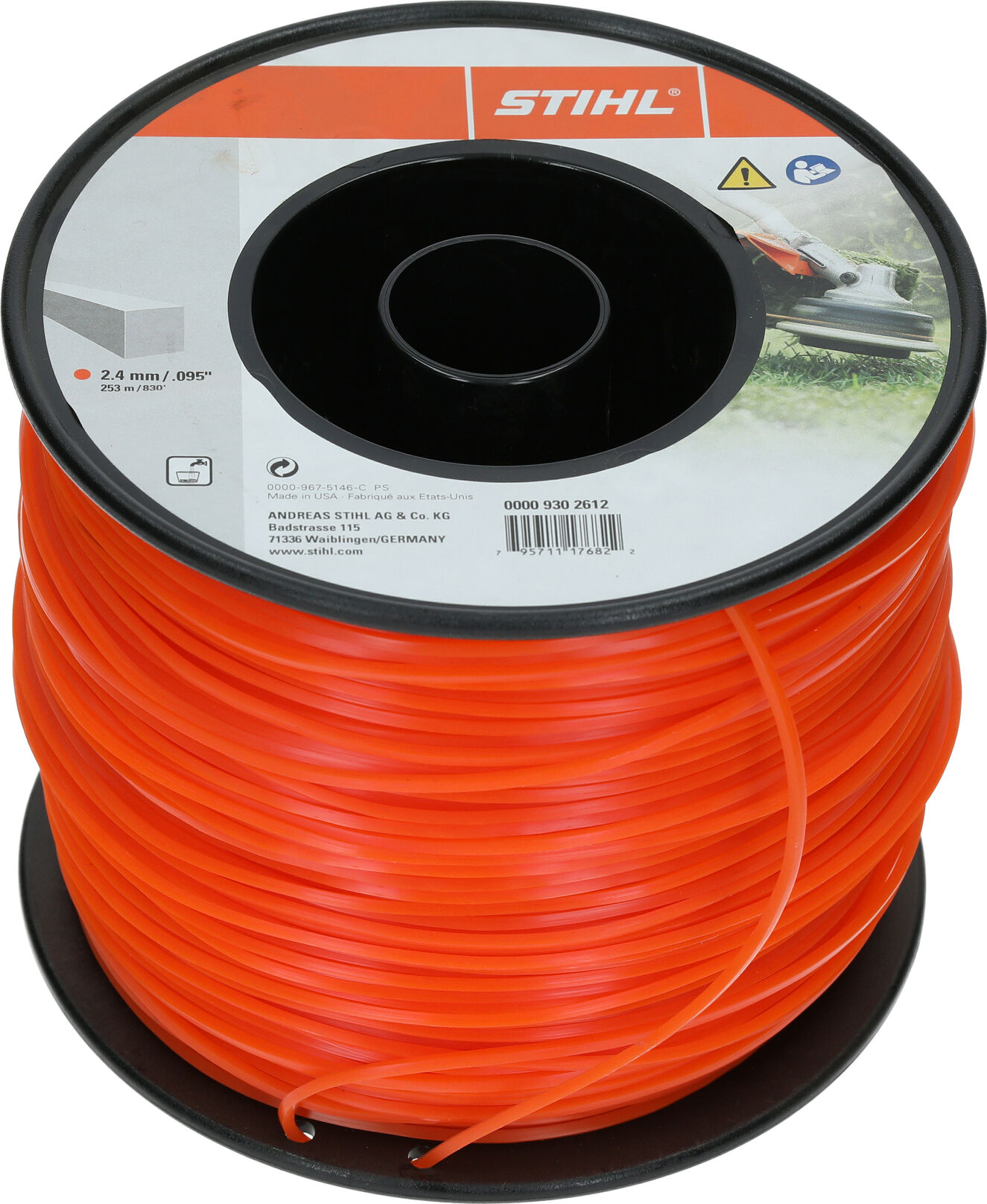 Rouleau de fil de coupe carré diam 2,4 mm x Long 253 m - orange STIHL 0000-930-2612 Orange
