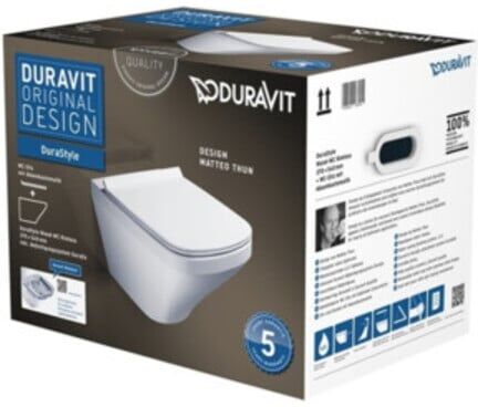 Duravit Wand-WC-Tiefspül-Set DuraStyle mit WC-Sitz, Rimless, weiß (45510900A1)